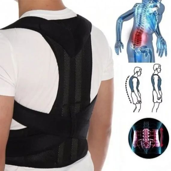 Грудопоперековий корсет коректор правильної постави Back Pain Need Help Чорний для рівної спини від сутулості | Зображення 3
