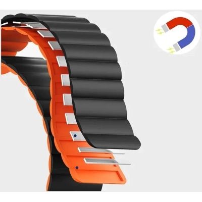 Ремінець до смарт-годинника Drobak Silicone Magnetic Link для Apple Watch All Series Ultra 2 49/45/44/42mm Black Orange (898930) | Зображення 1