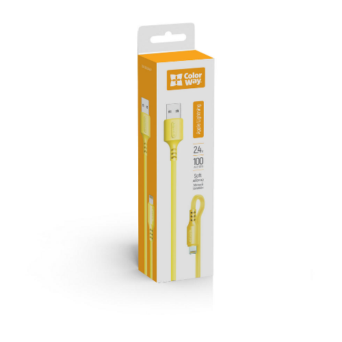 Кабель USB Lightning ColorWay CW-CBUL043-Y 2,4A 1м жовтий | Зображення 2