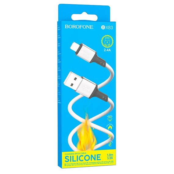 Дата кабель Borofone BX83 Famous USB to Lightning 2.4A (1m) White | Зображення 3