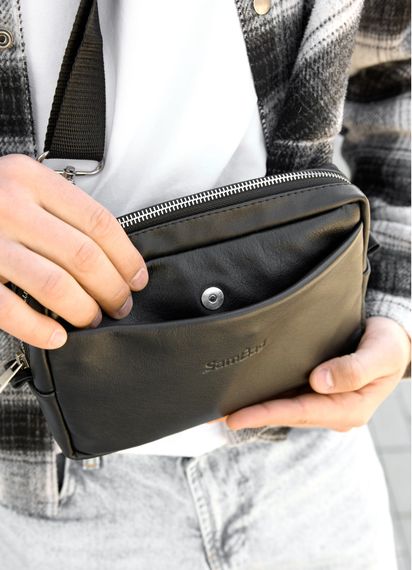 Чоловіча сумка бананка Sambag HARVI чорна 24 × 16 × 6 см (88213101m) | Зображення 9