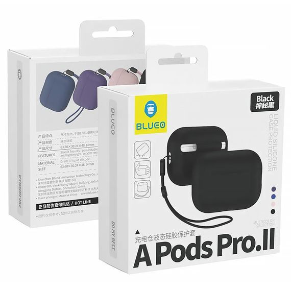 Силиконовый футляр BlueO Liquid silicone для наушников Airpods Pro 3 Black | Зображення 1