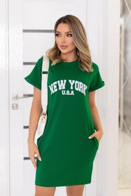 Женское летнее платье-футболка спортивное New York GF7455 цвет зеленый, размер 42/44