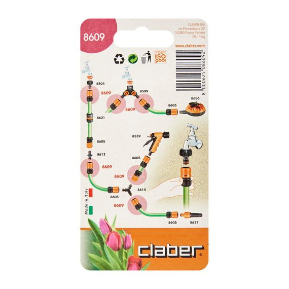 Конектор для поливального шлангу 3/4" з системою "Aquastop" Claber 8609 | Зображення 2