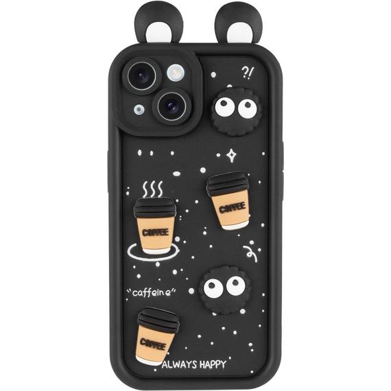 Чехол TPU Toys Case with Ears для Apple iPhone 15 (6.1") Black | Зображення 1