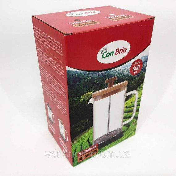 Чайники для заварки, Френч-прес для ароматного чаю, Френч-преси зі скла, Заварник скляний з пресом WV-26 | Зображення 1