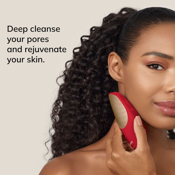 Електронна звукова термо щітка для обличчя GESKE Sonic Thermo Facial Brush 6в1 red | Зображення 3