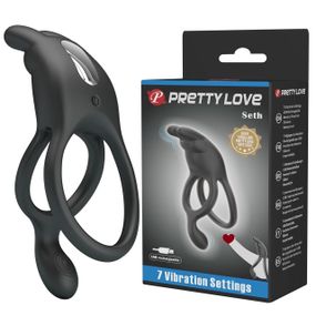 Ерекційне віброкільце подвійне PRETTY LOVE 7 режимів, чорне Sex Aura