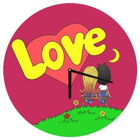 Часы настенные круглые Love красные 36 см (CHR_O_17LV004)