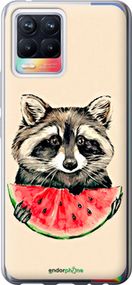 Чохол на Realme 8 Єнотик з кавуном "4605u-2303-2448"