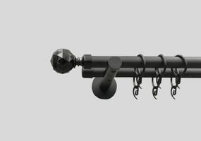 Черный матовый Карниз для штор металлический, двухрядный 19 мм (комплект) Кристалл черный кронштейн цилиндр