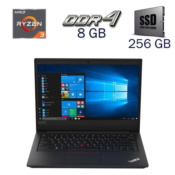 Ультрабук Б-класс Lenovo Thinkpad E495 / 14" (1366x768) TN / AMD Ryzen 3 3200U (2 (4) ядра по 2.6 - 3.5 GHz) / 8 GB DDR4 / 256 GB SSD / AMD Radeon RX Vega 3 / WebCam б/у