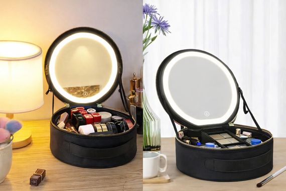 Косметичка-органайзер с LED зеркалом, 29х28х11 см/Дорожная косметичка | Зображення 2