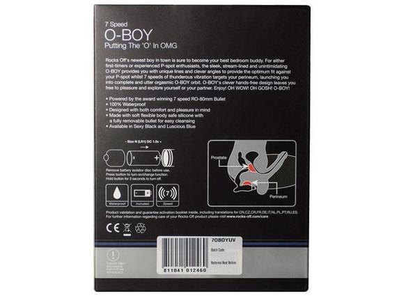 Вибромассажер простаты Rocks Off O-Boy Black для новичков, макс диаметр 30мм, массаж промежности sexstyle | Зображення 4