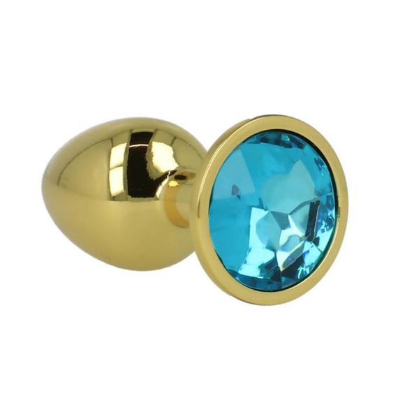 Анальная пробка с голубым камнем Chisa Hi-Basic, золотистая sexstyle | Зображення 2