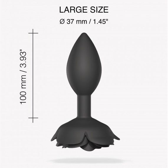 Силиконовая анальная пробка Love To Love OPEN ROSES L SIZE - BLACK ONYX | Зображення 2