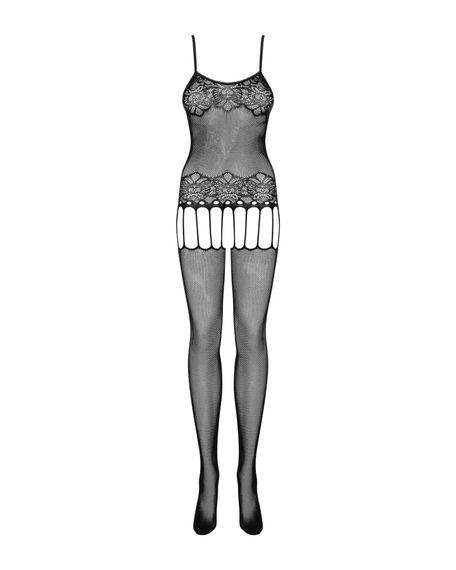 Бодістокінг Obsessive Bodystocking F235 S/M/L, тонкі підв’язки, ніжний декор, сіточка | Зображення 3