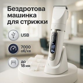 Машинка для стрижки з насадками бездротова, Професійний тример з набором насадок, Тример для скронь US-48