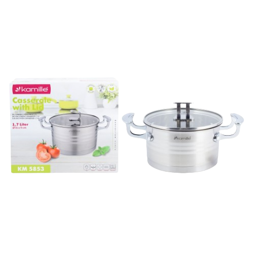 Каструля нержавіюча сталь 1,5л 16*9см з кришкою 5853 KAMILLE | Зображення 2