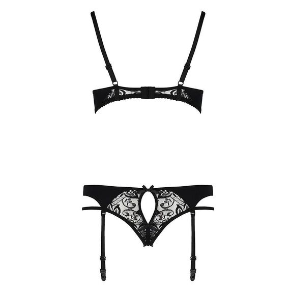 Комплект білизни Passion PAULINE SET S/M, black, стрепи, ліф, стрінги і пояс для панчох Sex Aura | Зображення 5