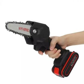 Акумуляторна ланцюгова міні-пилка сучкоріз для обрізання дерев Mini Electric Chainsaw Black 1 АКБ