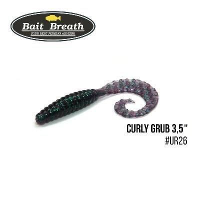 Силиконовая приманка, Съедобный силикон Bait Breath Curly Grub 3,5" (10шт) (Ur26 Junberg/green*seed)
