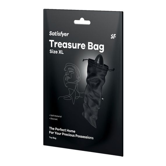 Мішечок для секс-іграшок Satisfyer Treasure Bag XL, чорний, на шнурку | Зображення 2