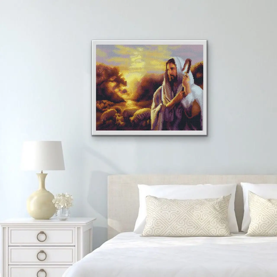 Алмазная мозаика Икона Иисус добрый пастырь 40х50 см ColorArt SP015 | Зображення 5
