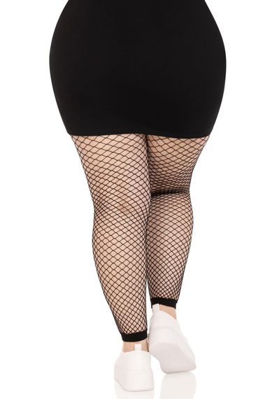 Колготки без стопи Leg Avenue Industrial Net footless tights, 1X/2X, чорні, в сітку | Зображення 4