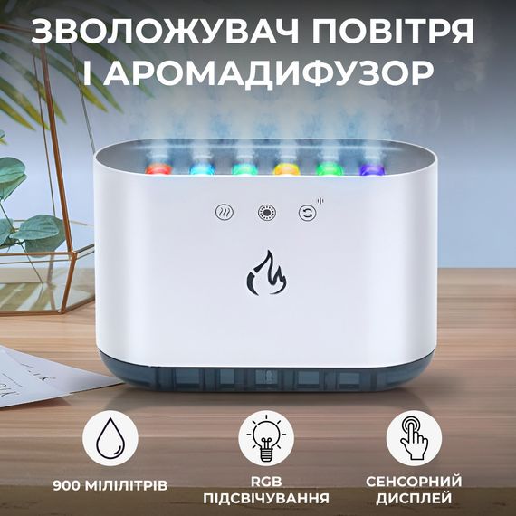 Зволожувач повітря з RGB-підсвічуванням і синхронізацією з музикою 900 мл, білий | Зображення 1