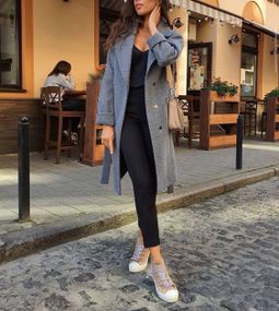 Женское стильное кашемировое пальто IP360 цвет серый, размер L/XL