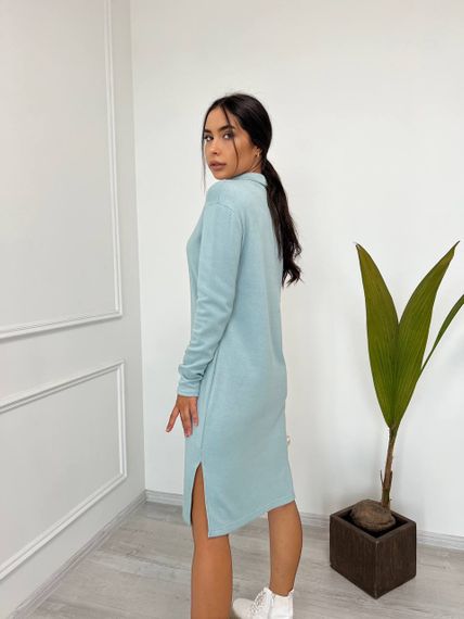 Женское теплое платье миди из двухсторонней ангоры VE004 размер 48/50, цвет бирюзовый | Зображення 1