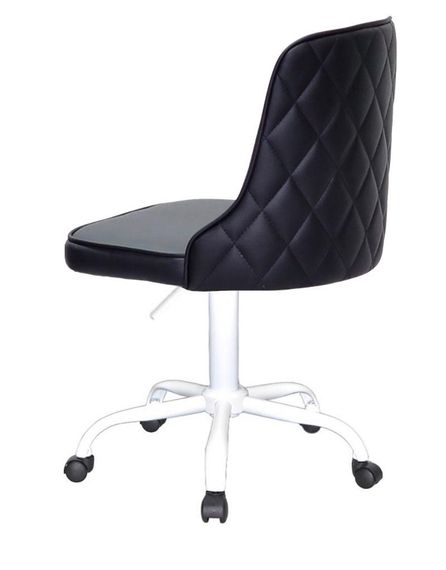 Стілець з м'яким сидінням Adam WT-Office D-530 мм на білій хрестовині з колесами, оббивка шкірозамінник чорний | Зображення 1