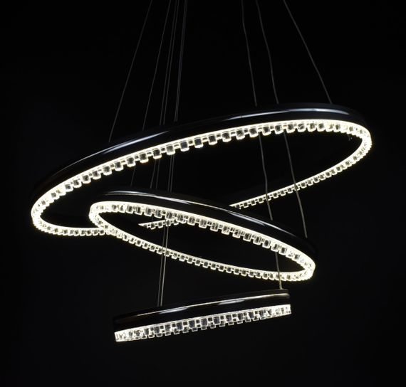 Люстра світлодіодна підвісна LED світильник для квартири на стелю лед з пультом 26540 Чорний 50-140х60х60 см. | Зображення 3