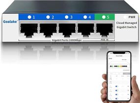 Управляемый сетевой коммутатор Goalake GS105 V1 с 5 гигабитными портами и поддержкой облачного управления
