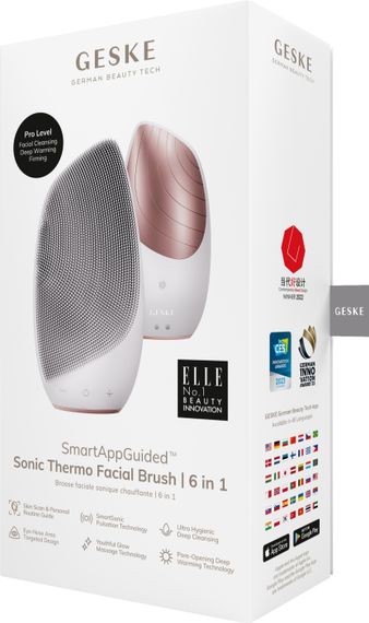 Електронна звукова термо щітка для обличчя GESKE Sonic Thermo Facial Brush 6в1 starlight | Зображення 7
