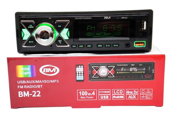 Автомагнітола Boschmann BM-18 ISO з Bluetooth, RGB підсвіткою, 4x100W, MP3+FM+2xUSB+microSD+AUX з пультом ДУ (46444-BM-18_396) | Зображення 4
