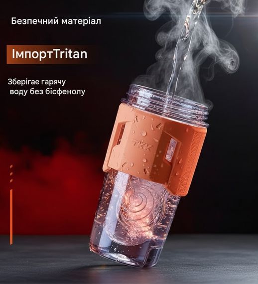 Спортивний шейкер TKK (700 мл) — Помаранчевий Tritan BPA-free, ударостійкий еко-шейкер із вінчиком | Зображення 8
