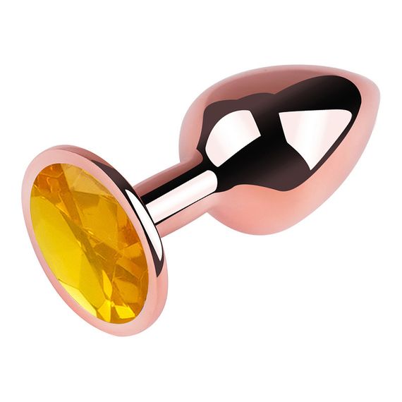 Анальна пробка з кристалом EGZO - Rose Gold Round Plug Yellow size M Sex Aura | Зображення 2