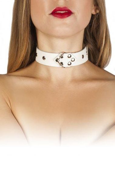 Ошейник Leather Restraints Collar, White Sex Aura | Зображення 1