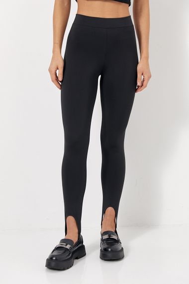 Жіночі еластичні легінси зі штрипками - чорний цвет, L (є розміри)