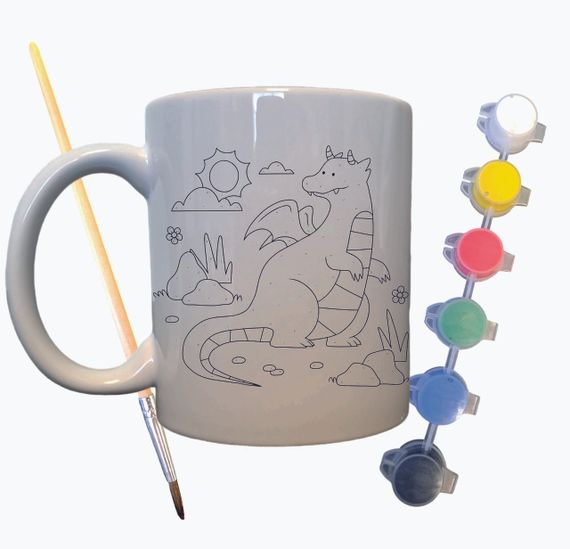 Набор для творчества кружка раскраска Сказочный Дракон 330 мл белая