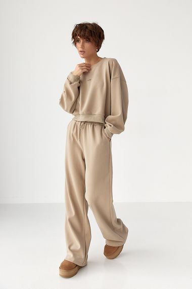 Вільний теплий спортивний костюм - світло-коричневий цвет, S/M (є розміри) | Зображення 4