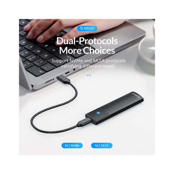 Карман внешний Orico USB3.2 Gen2 USB-C M.2 NVMe/NGFF(SATA) Dual Protocol SSD (HC380503) | Зображення 1