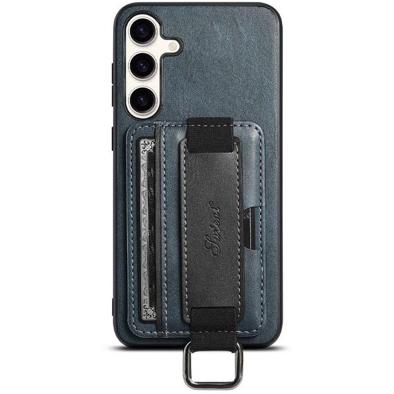 Шкіряний чохол Wallet case and straps для Samsung Galaxy S24 Синій / Blue