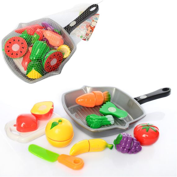 Продукти 3016C на липучці, сковорідка, ніж, досточка, продукти 7шт, в сітці (6903178823010) Вид 1 | Зображення 2