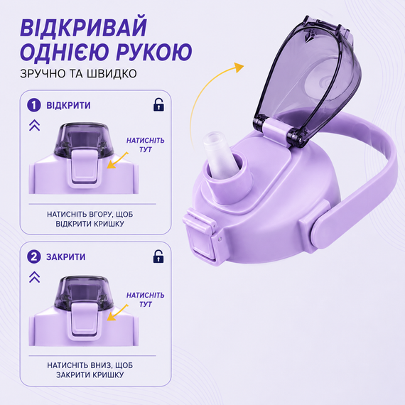 Спортивна пляшка для води 2000 мл  (2 л)  з ремінцем та шкалою, фіолетово-блакитний градієнт | Зображення 6