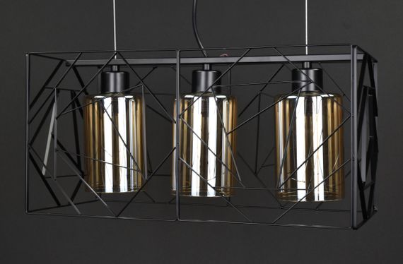 Люстра підвісна LOFT на 3 лампочки 25067 Чорний 30-100х25х48 см. | Зображення 1