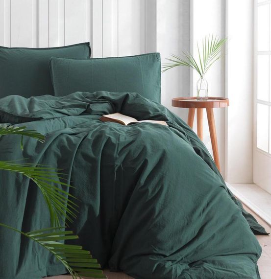 Комплект постільної білизни SoundSleep Stonewash Adriatic Dark Green сімейний зелений (92846944)