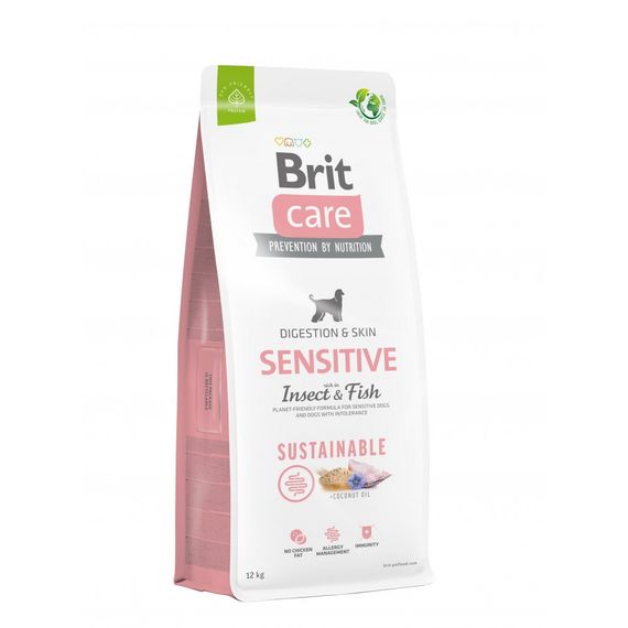 Корм сухий Brit Care Dog Sustainable Sensitive для собак з чутливим травленням з рибою та комахами 12 кг